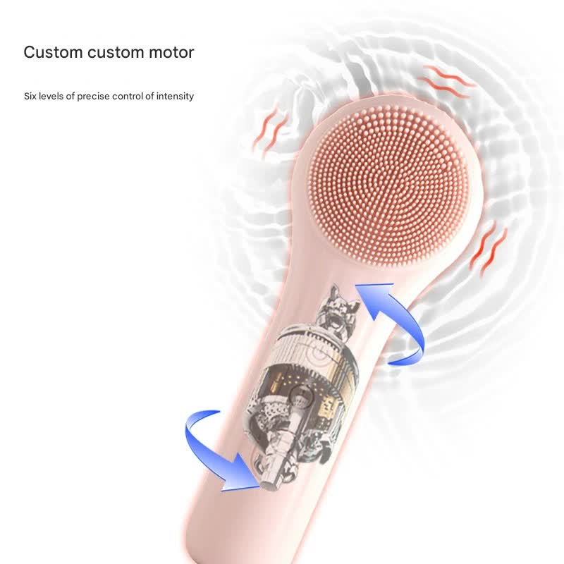 Silicone Facial Cleansing Brush - 6-Speed Vibration, Food-Grade Antibacterial Material with Warming Function(pink) โ image 4