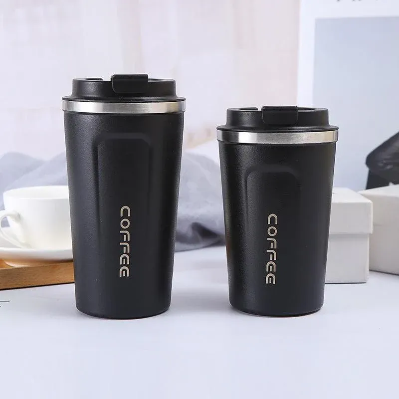 Insulated Coffee Mug Vacuum Travel Cup Thermal Stainless Steel Flask Reusable 380ML - Black โ image 5