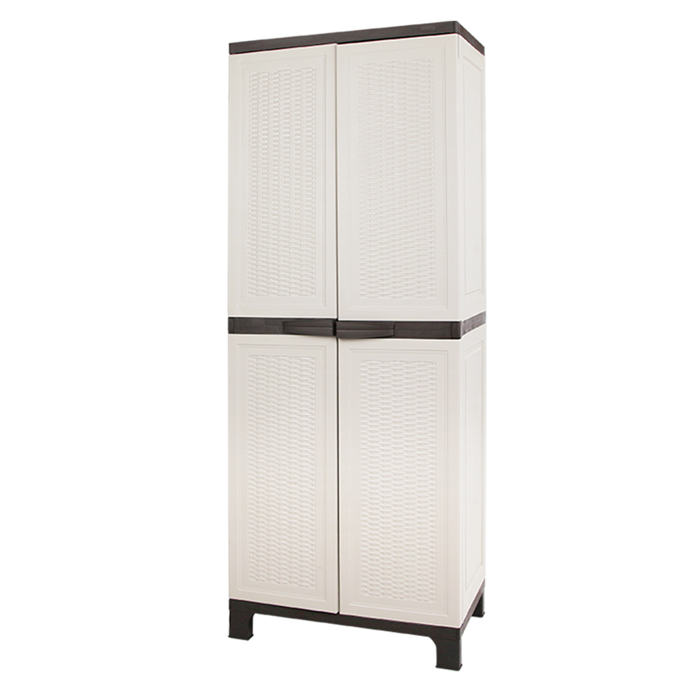 Gardeon Outdoor Storage Cabinet Box 173cm Lockable Cupboard Sheds Adjustable Rattan Beige — image 3