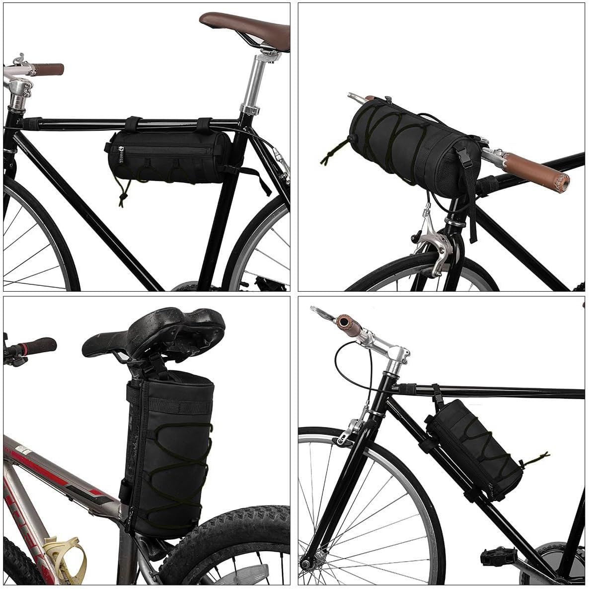 2.5L Bike Handlebar Bag, Waterproof Bicycle Accessories, Bike Frame Front Pouch with Zipper and Shoulder Strap — image 3