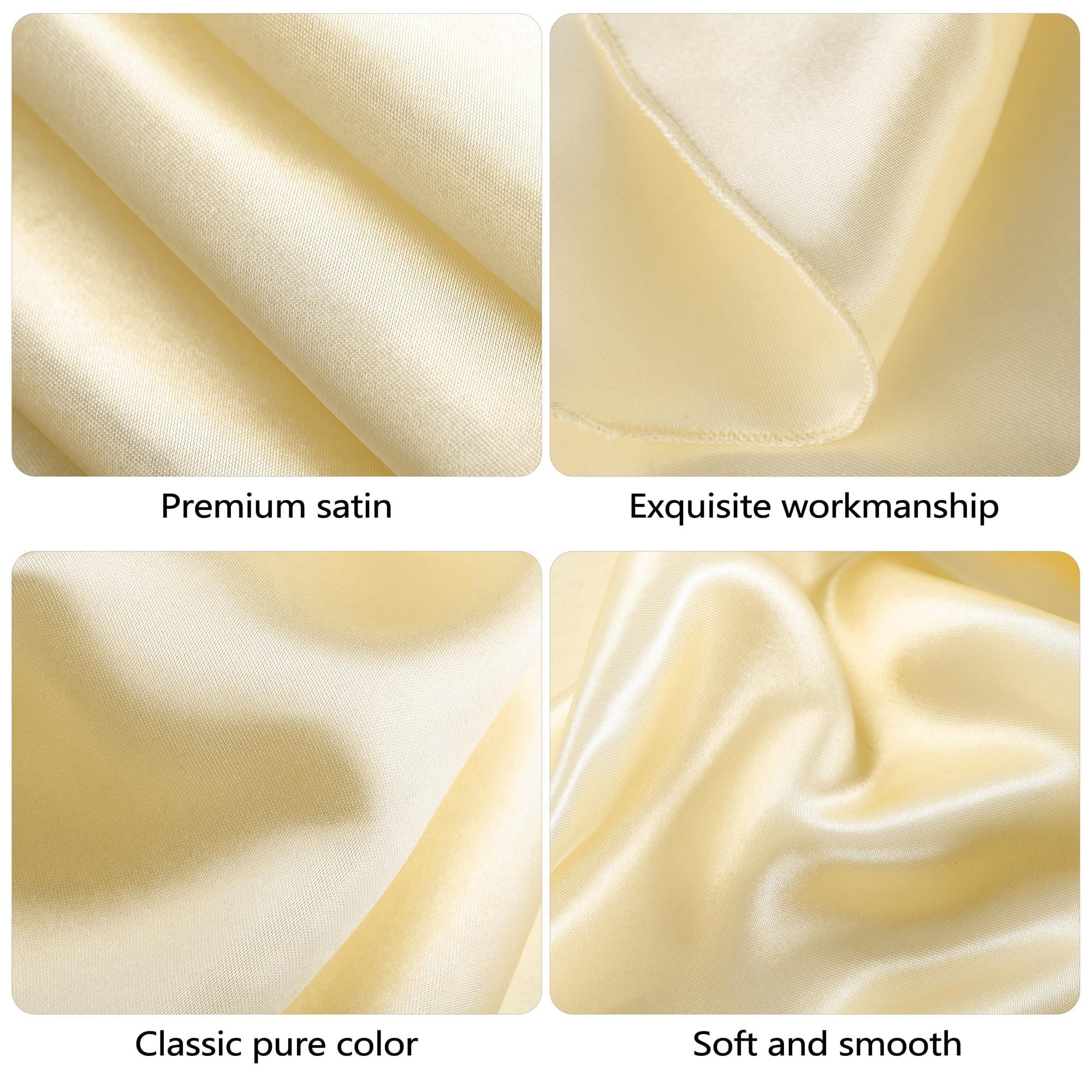 120cm Round Satin TableclothsOverlay Round Satin Table Cover Bright Silk Smooth Fabric Tablecloth for Wedding Banquet Tables Decoration(champagne) — image 4