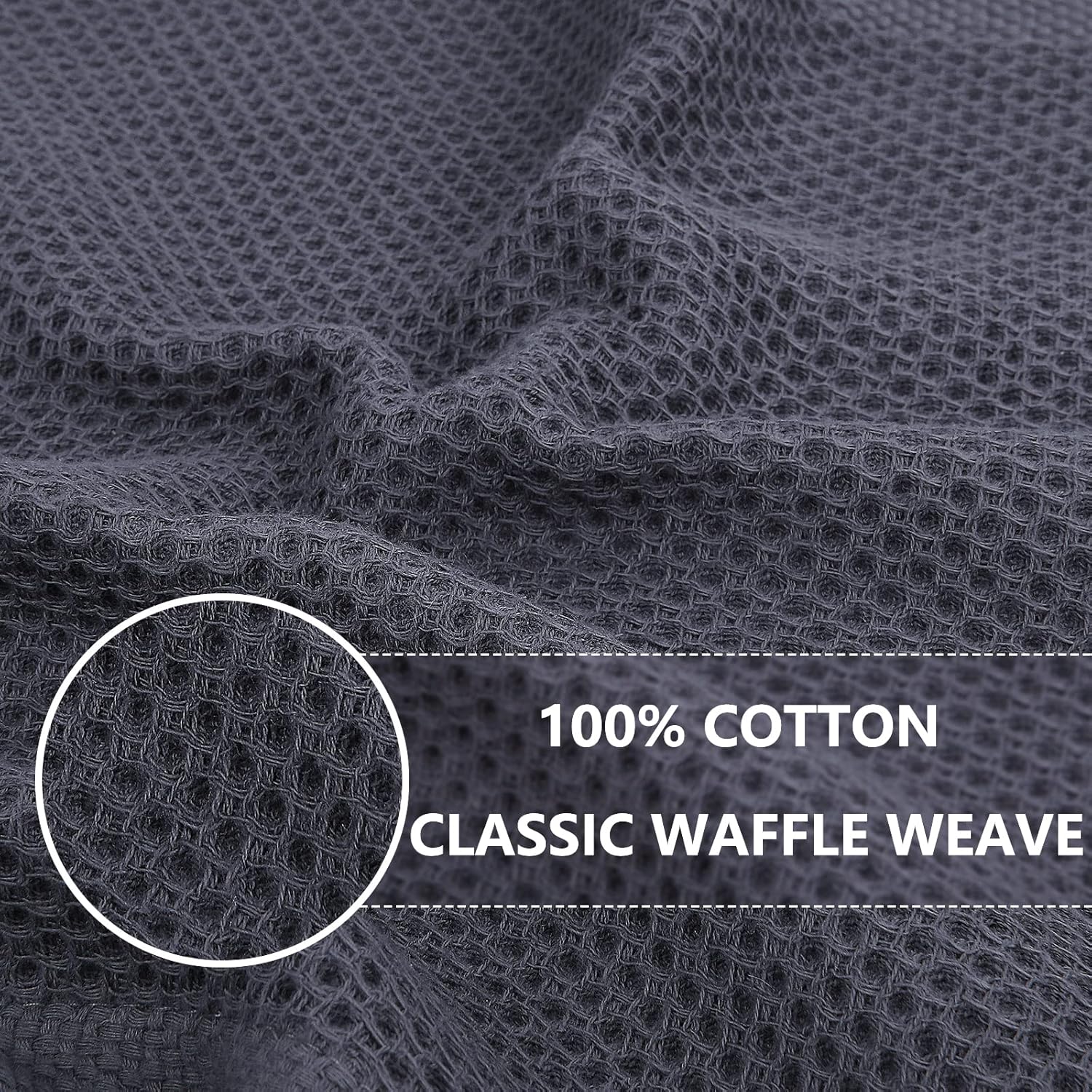 Homaxy 100% Cotton Waffle Weave Kitchen Dish Cloths(12 x 12 Inches, 6-Pack, Dark Grey), Ultra Soft Absorbent Quick Drying Dish Towels and Terry Kitchen — image 2