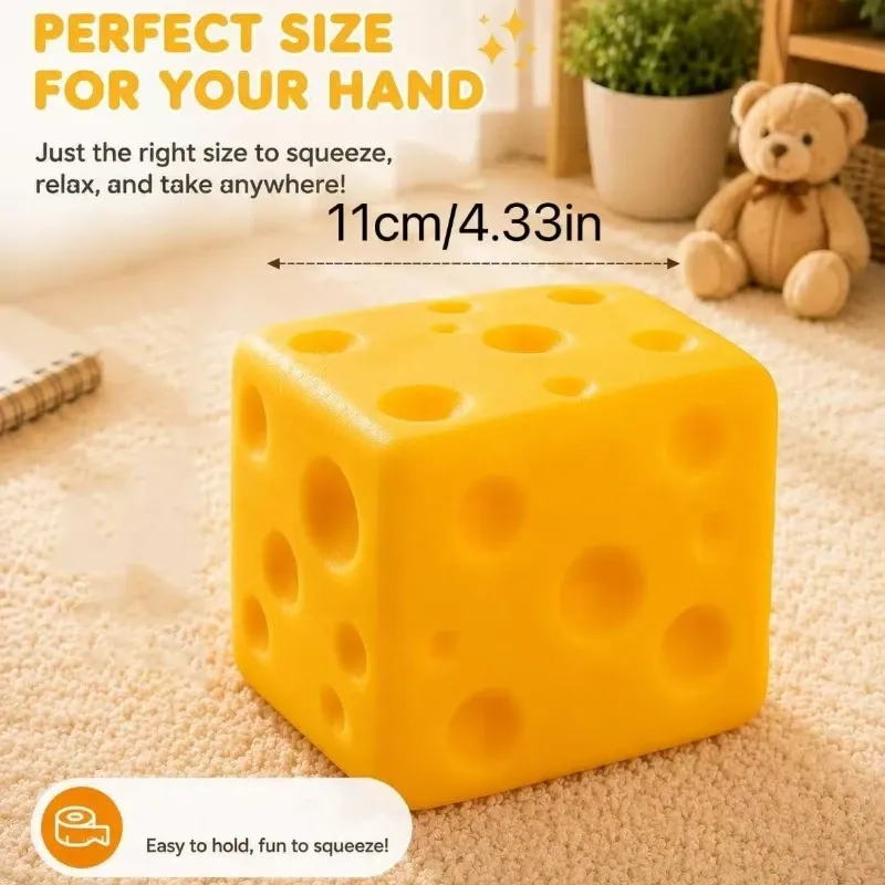 1 Oversized Cheese Stress Relief Toy – Slow-Rebound Giant Soft Cheese Squishy Ball, Kids' Party Favor, Desktop Decoration, Office Relaxation Item — image 6