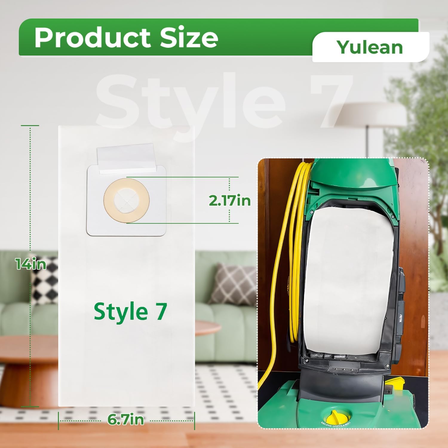 6 Pack Style 7 Vacuum Bags Compatible with Bissell Upright Vacuums: PowerForce 1739 3522 3525 71Y7, PowerGlide 3545, Plus 3350 3550 3553, Lift-Off 3554 — image 3