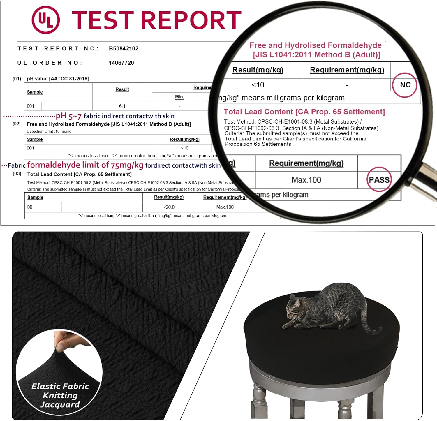 Bar Stool Covers, Luxury Fabric Dia.16-18" Round Crease-Resistant Stretchy Washable Jacquard Dustproof Stool Seat Slipcover, L-Black-1 Count — image 3