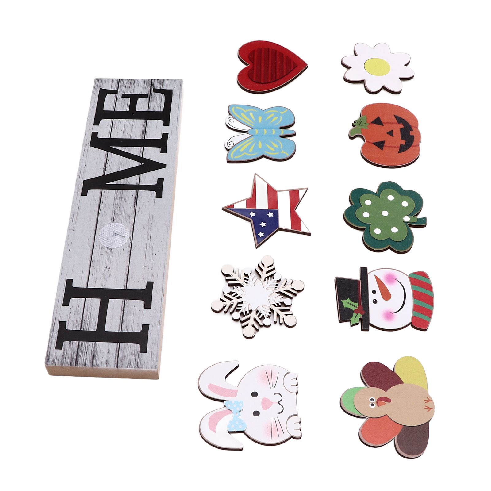 Wooden Country Home Decoration Welcome Sign Wall Decoration 10 Interchangeable Icons Letter Decoration Crafts — image 3