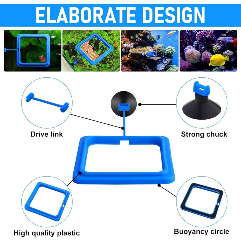 2 pcs Fish Feeding Rings Aquarium Feeder Food Feeding Ring For Guppy Betta Goldfish Blue — image 4