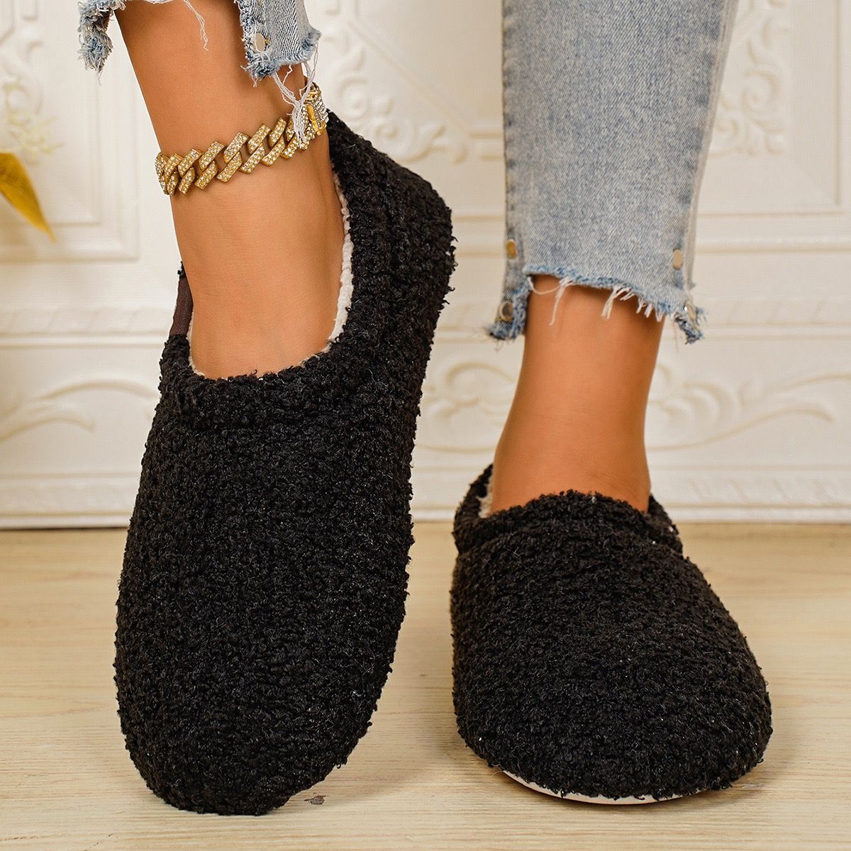 Cozy Winter House Slippers for Women – Thick Fleece-Lined, Slip-On Heel Support, Non-Slip Sole for Warm Indoor Comfort (L(40-41), Brown) — image 5