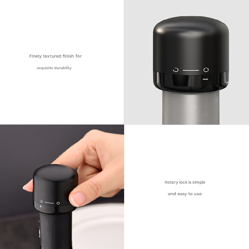 2-PCS Mini Red Wine Stopper Leak Proof Food Grade Silicone Vacuum Seal Reusable Wine Bottle Cap for Freshness Preservation Australian Home Use Black โ image 2