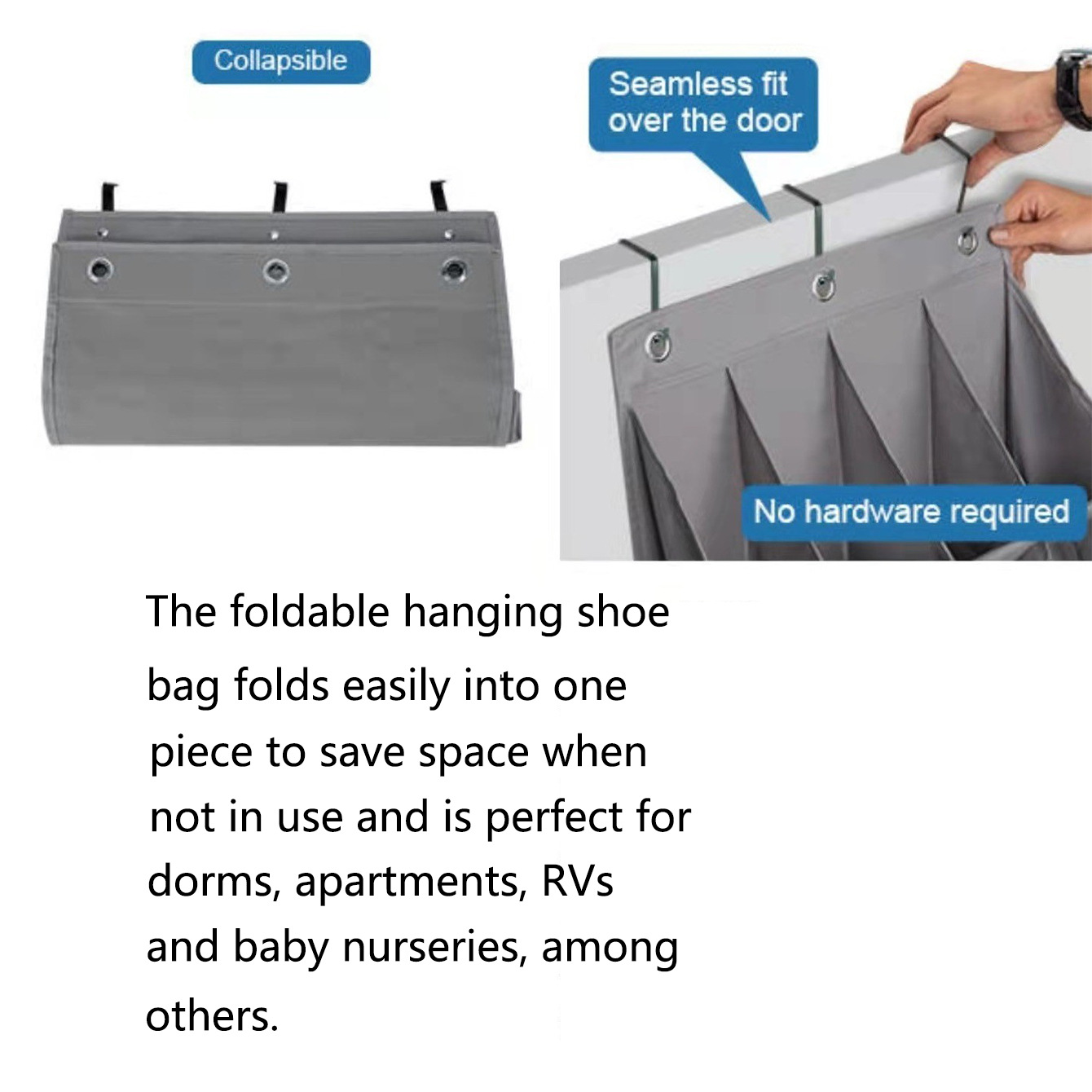 Wall-mounted Shoe and Hat Rack with Hooks, Multi-functional Storage for Door Hanging, Gray โ image 5