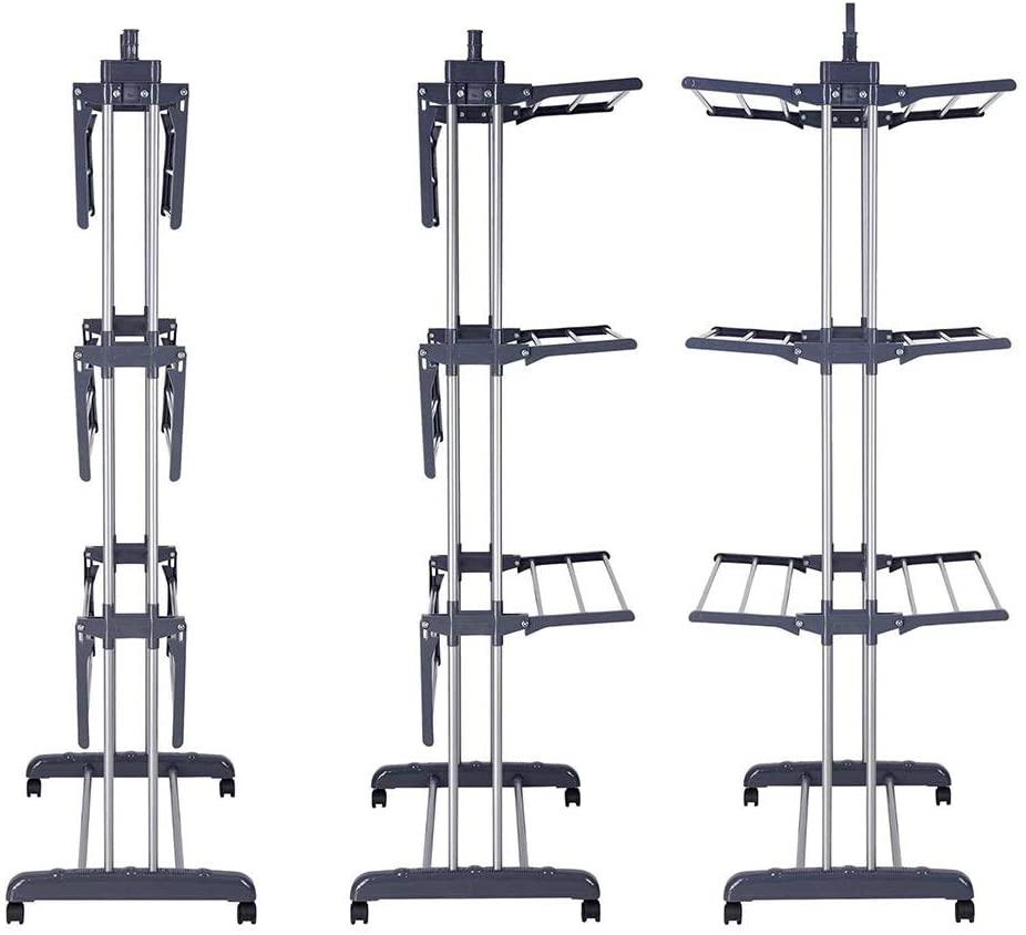 3 Tier Foldable Clothes Drying Rack for Laundry Dryer with Hanger Stand Rail Indoor โ image 4