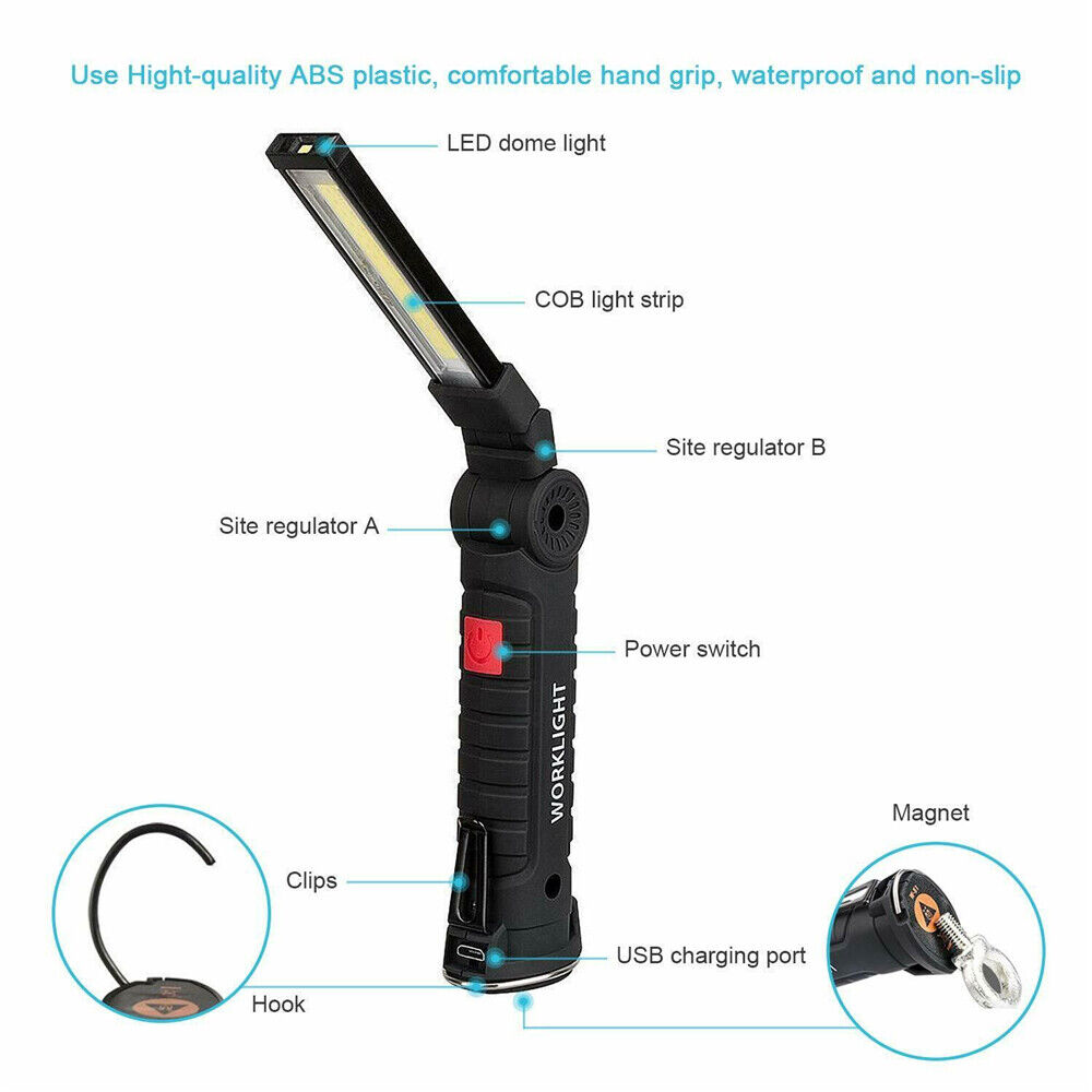 Portable COB LED Work Light Car Garage Mechanic USB Rechargeable Torch Lamp AU — image 4