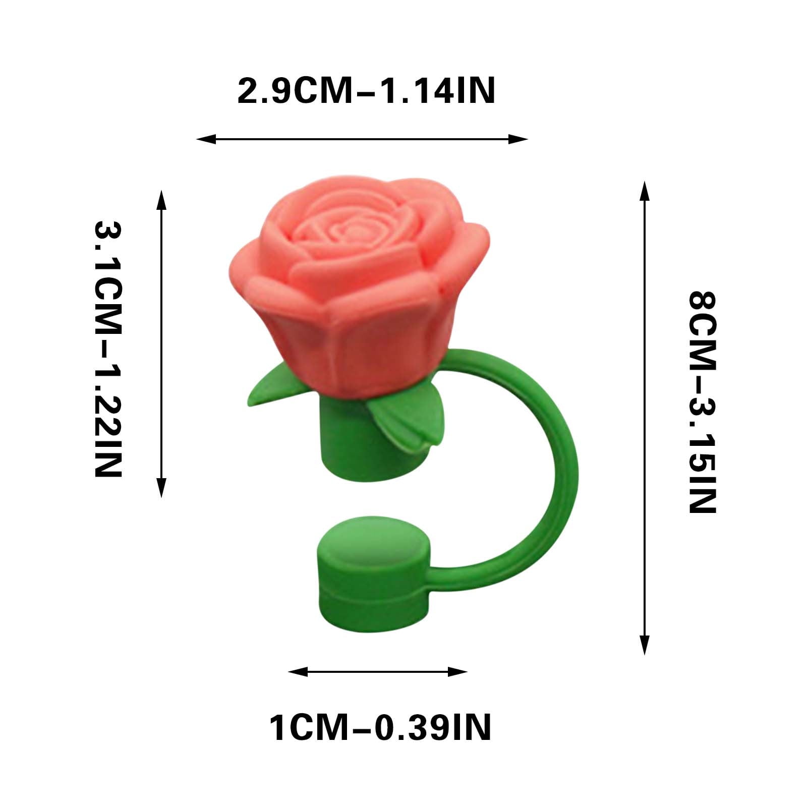 Rose Straw Toppers 10mm, Pink Flower Straw Covers Straw Tips for Tumblers Cup Accessories Tumbler Accessories Orange โ image 2