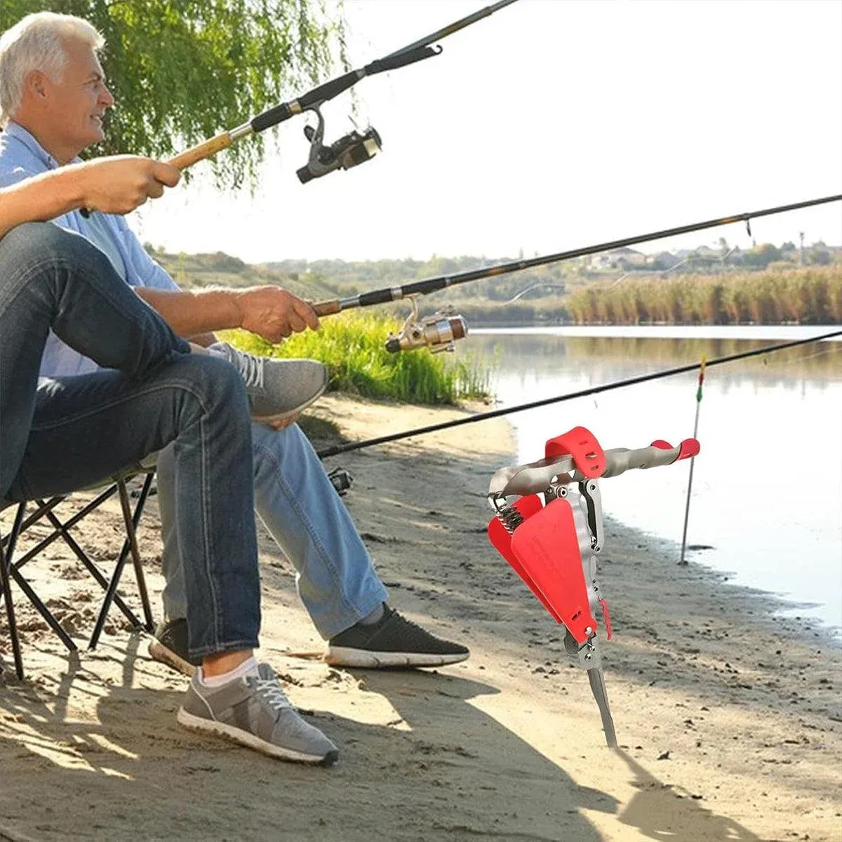 Automatic Fishing Rod Holder Spring Cast Starter Floor Mount Rod Stand Support โ image 4