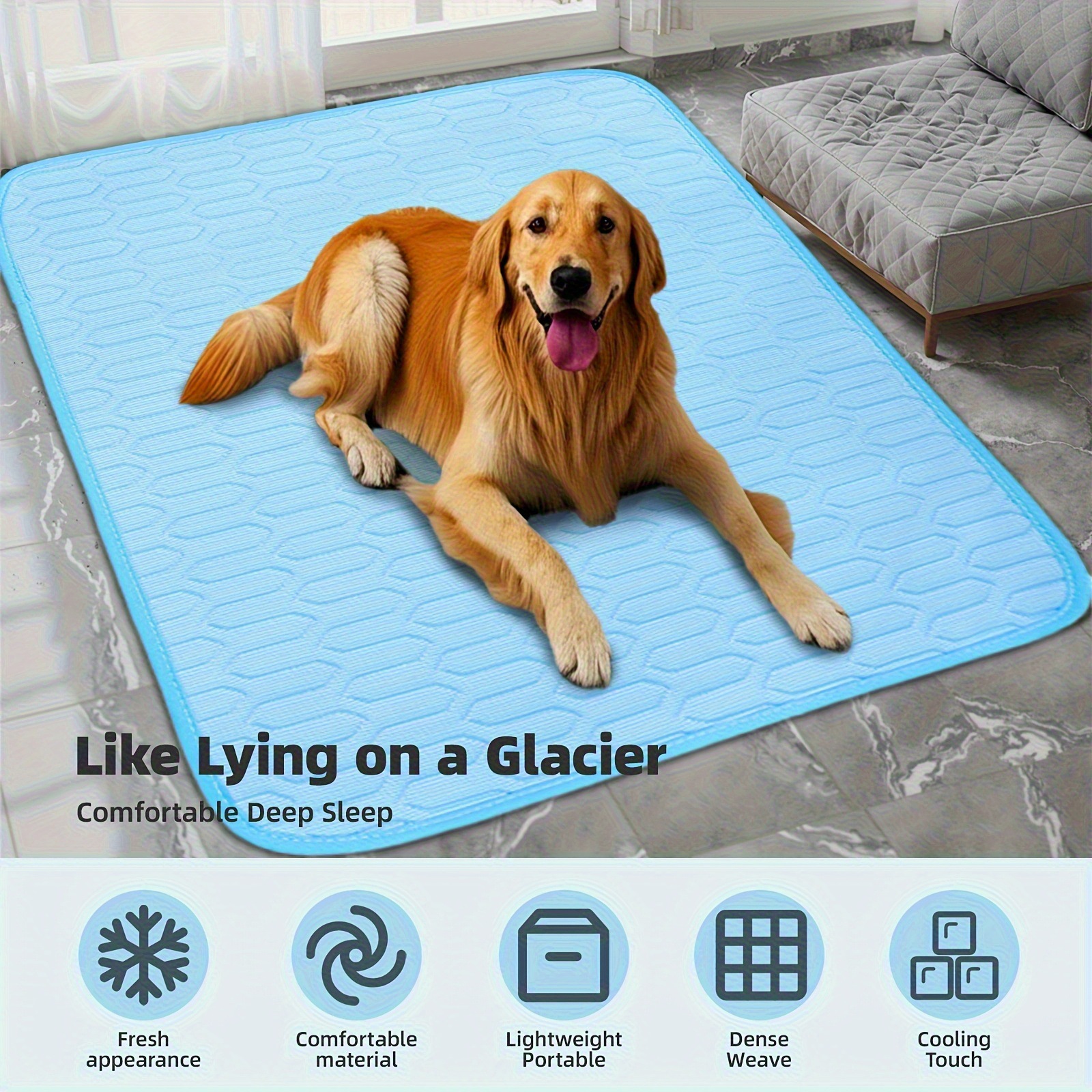 Grey Pet Summer Ice Silk Cooling Mat - Breathable Latex Sleep Pad for Dogs & Cats (70*50cm) — image 2