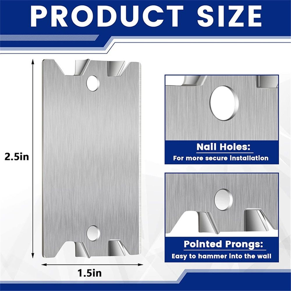 50 Pcs Nail Plates for Wood Studs, 1.5" x 2.5" Cable Wire Protector with Pointed Prongs, Steel Safety Plates, Anti Nail Protection for Protects Plumbing and — image 5