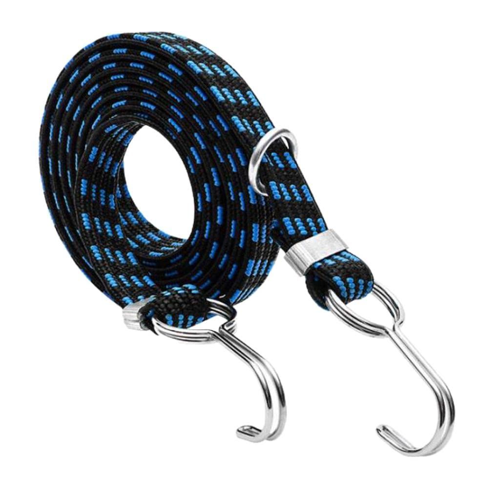 Stretch Elastic Bikes Luggage Hanging Rope Belts Strap with Hooks - wide elasticity and not easily damaged. 4M Blue