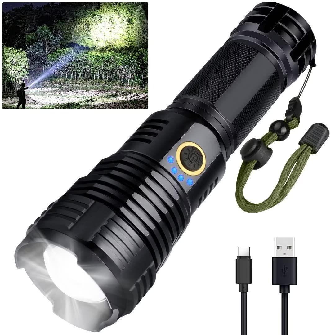 Super Bright Flashlight with 10 Modes, LED Tactical Flashlight Waterproof, Powerful for Camping, Hiking, Hunting and Emergencies