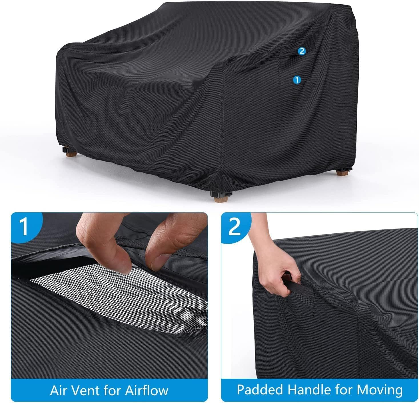 Waterproof Garden Bench Cover for 2 Seater Bench Black, 224 x 84 x 81 cm โ image 4