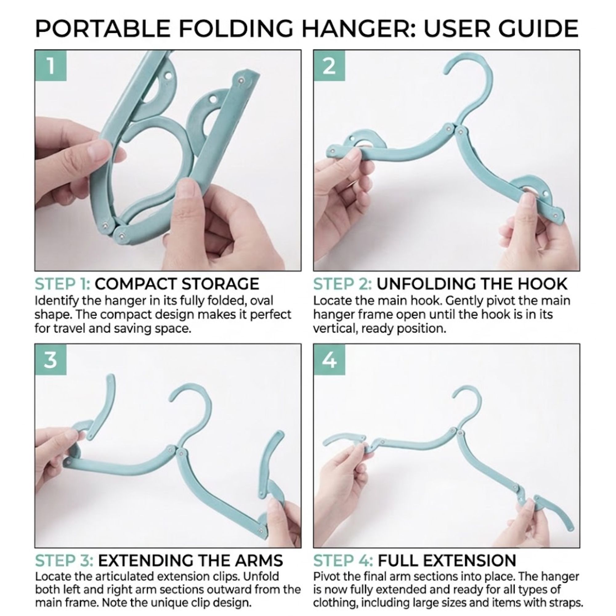 19 Pcs Portable Travel Folding Anti-Slip Clothes Hangers with Storage Bag & Pegs โ image 3