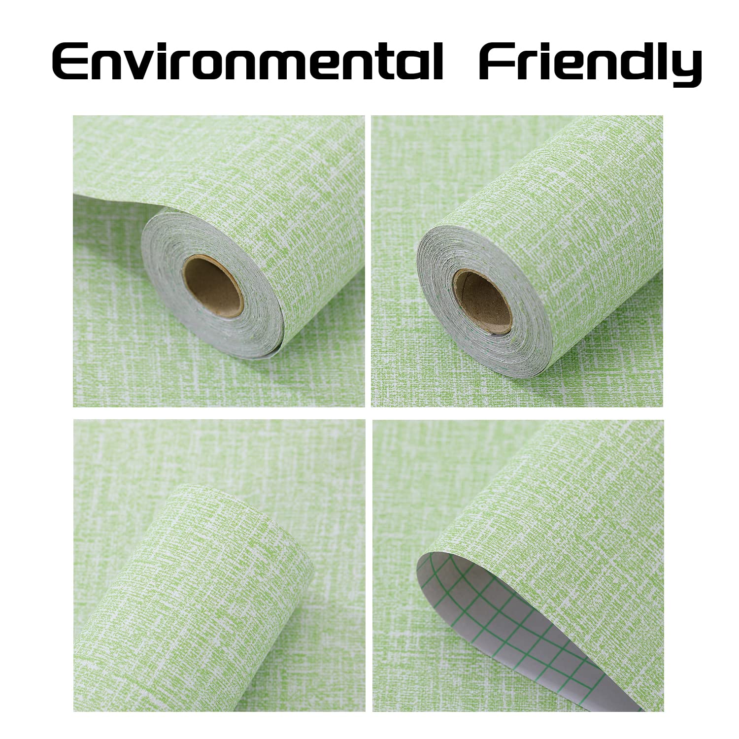 61cm x 10m Green Wallpaper Decor Faux Grasscloth Paper Wall Paper Self Adhesive Removable — image 4