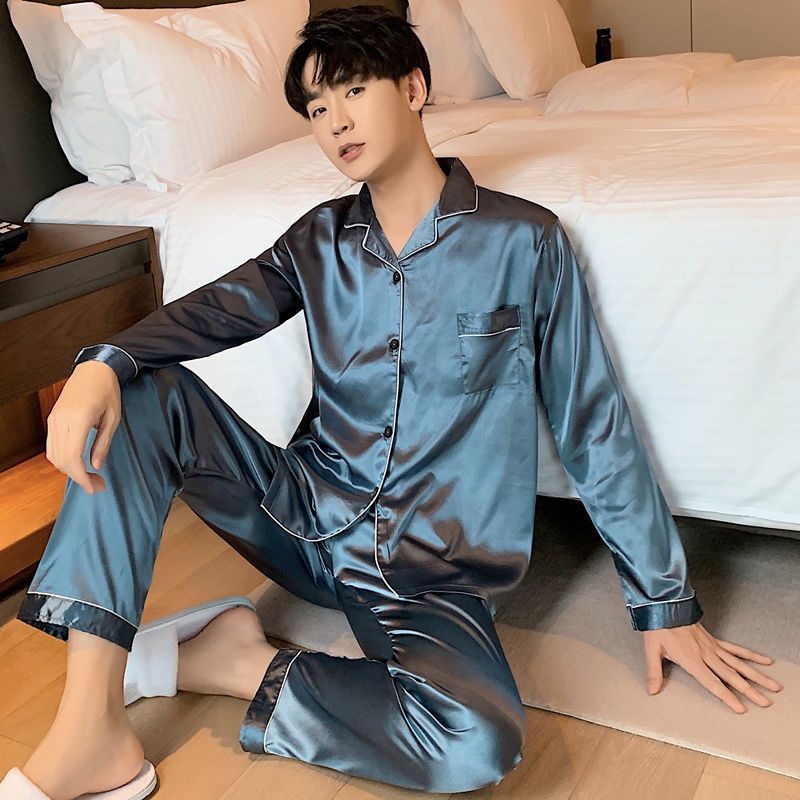 Plus Size Polyester Long Sleeve Sleepwear Trousers... 1290 dark blue Men's XXL โ image 4
