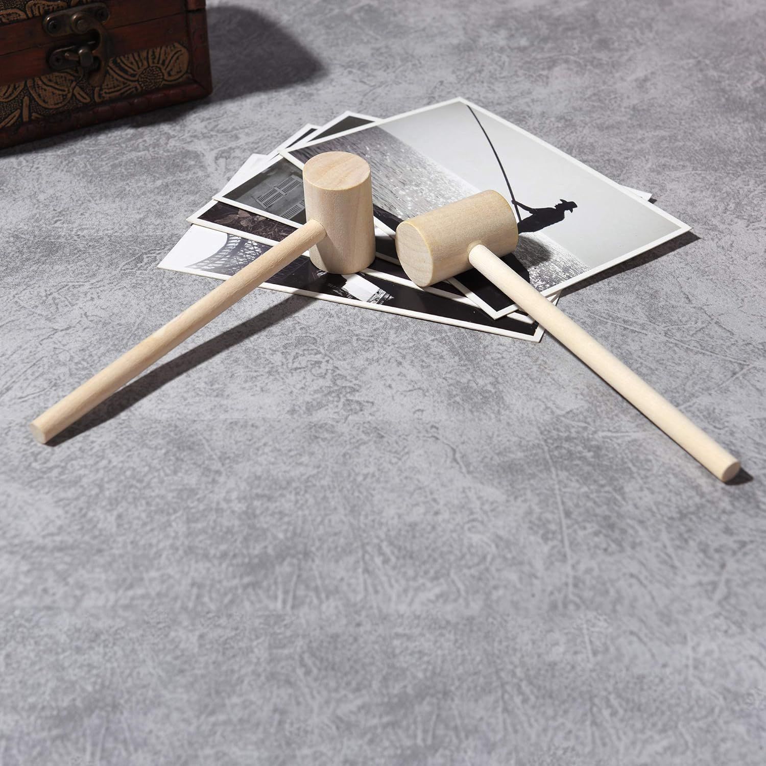 15 Pcs Wooden Hammers for Chocolate Handmade Wooden Crab Mallets Smashable Heart Chocolate Smooth Finished Hammers Educational — image 2