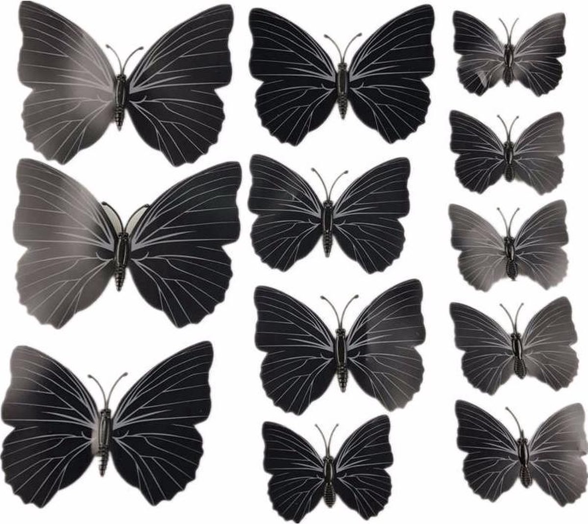 Set of 12 3D Butterfly Wall Decoration | Wall Butterflies | Nursery Decoration | Foldable Wall Stickers | Butterfly Wall Stickers | Black — image 3