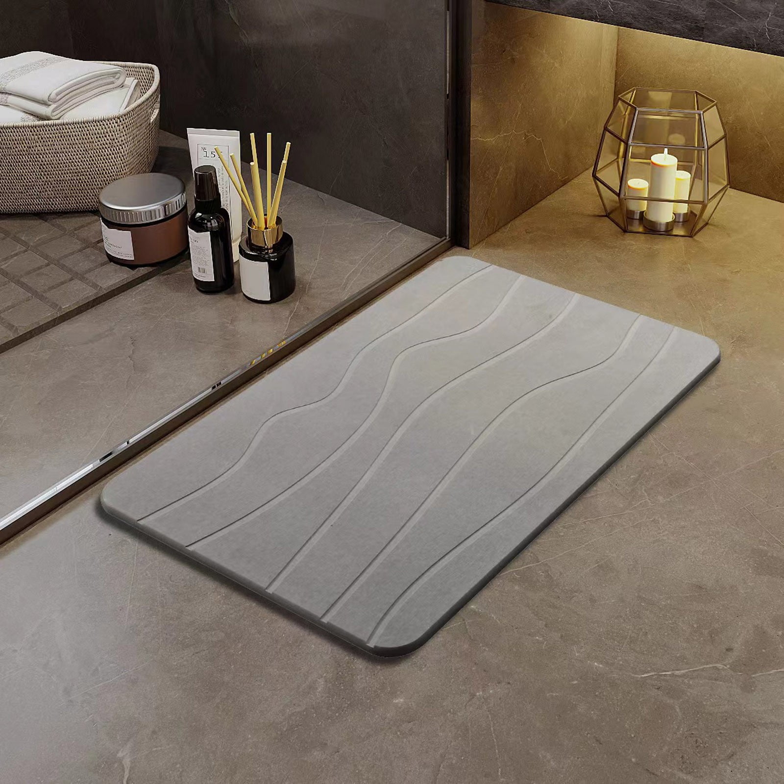 Stone Bath Mat, Diatomaceous Earth Shower Mat, Non-Slip Super Absorbent Diatomite Stone Bath Mats, Bathroom Door Mat, for Bathroom Floor Quick Drying Natural — image 4