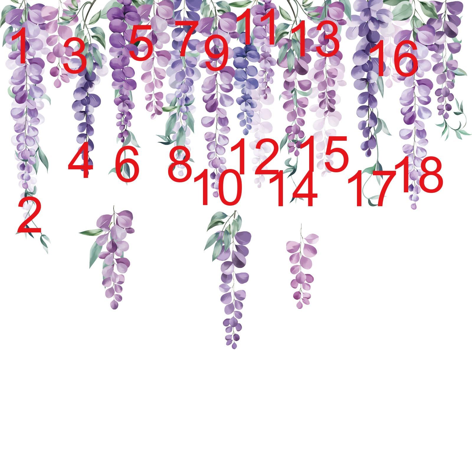 Purple Hanging Vine Double Sided Window Clings Wisteria Flower Leaf Window Decals Anti-Collision Glass Doors Window Stickers — image 5