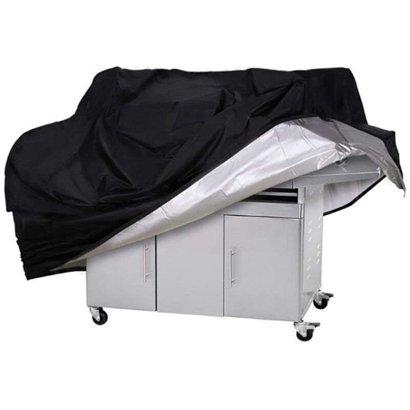 Barbecue Cover 210D Waterproof Oxford Gas Grill Cover Compatible with Weber Holland Jennair, Black, 145 × 61 × 117cm