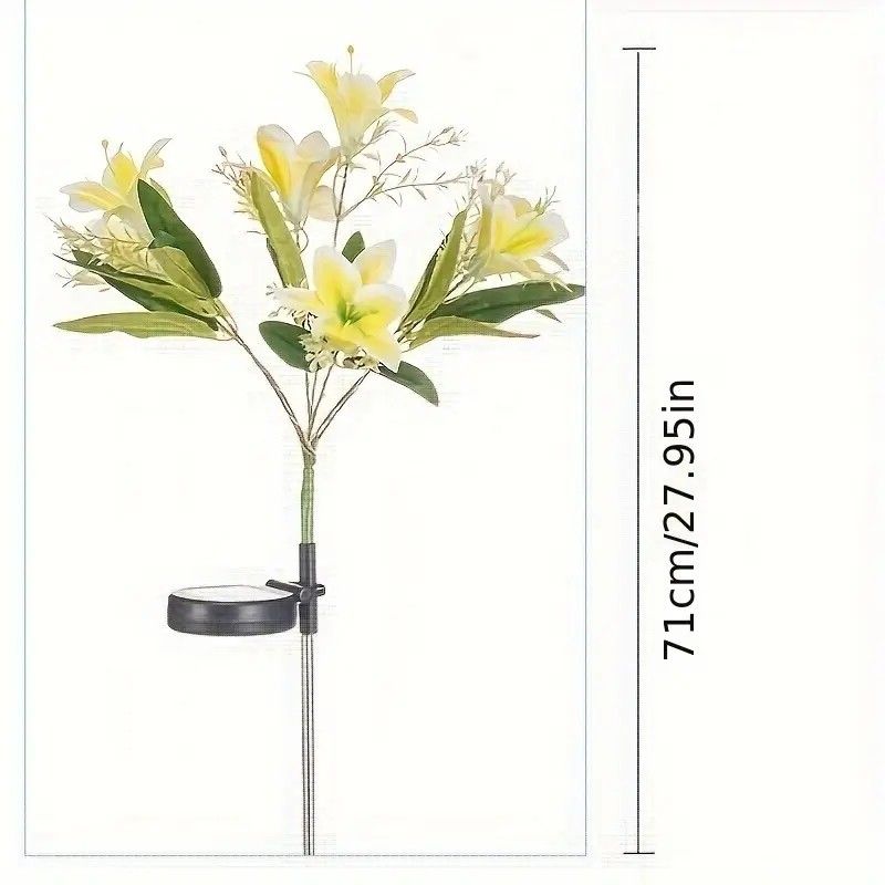 Seven Branch Solar Lily Light: Charges during the day, glows at night. Seven lilies bloom together, soft light flows like water through your garden./PINK โ image 5