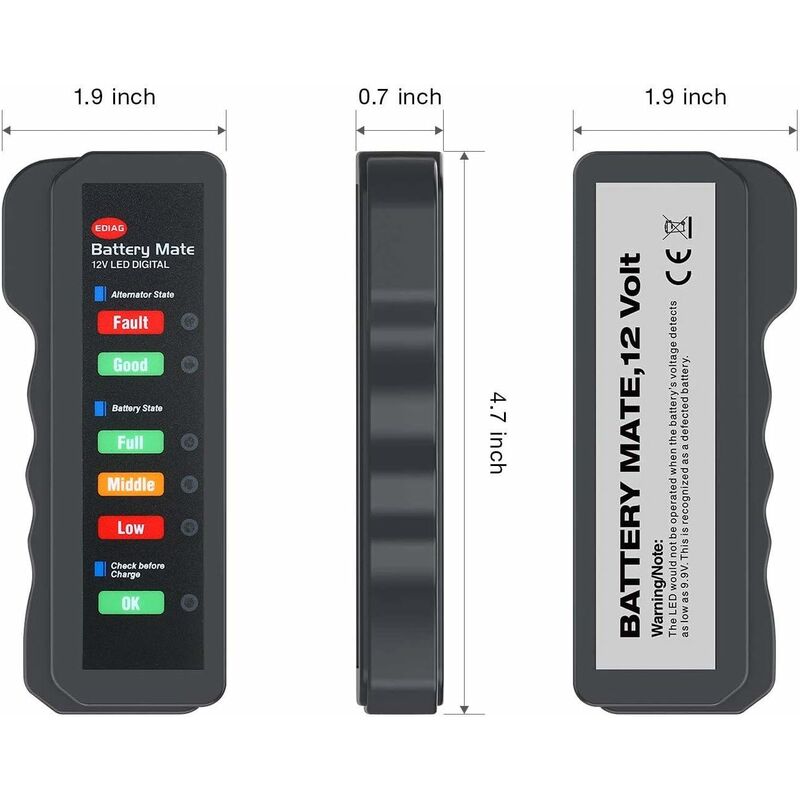 12V Car Battery Alternator Tester LED Digital Battery Condition Alternator Charging Analyzer With Copper Clip LED For — image 3