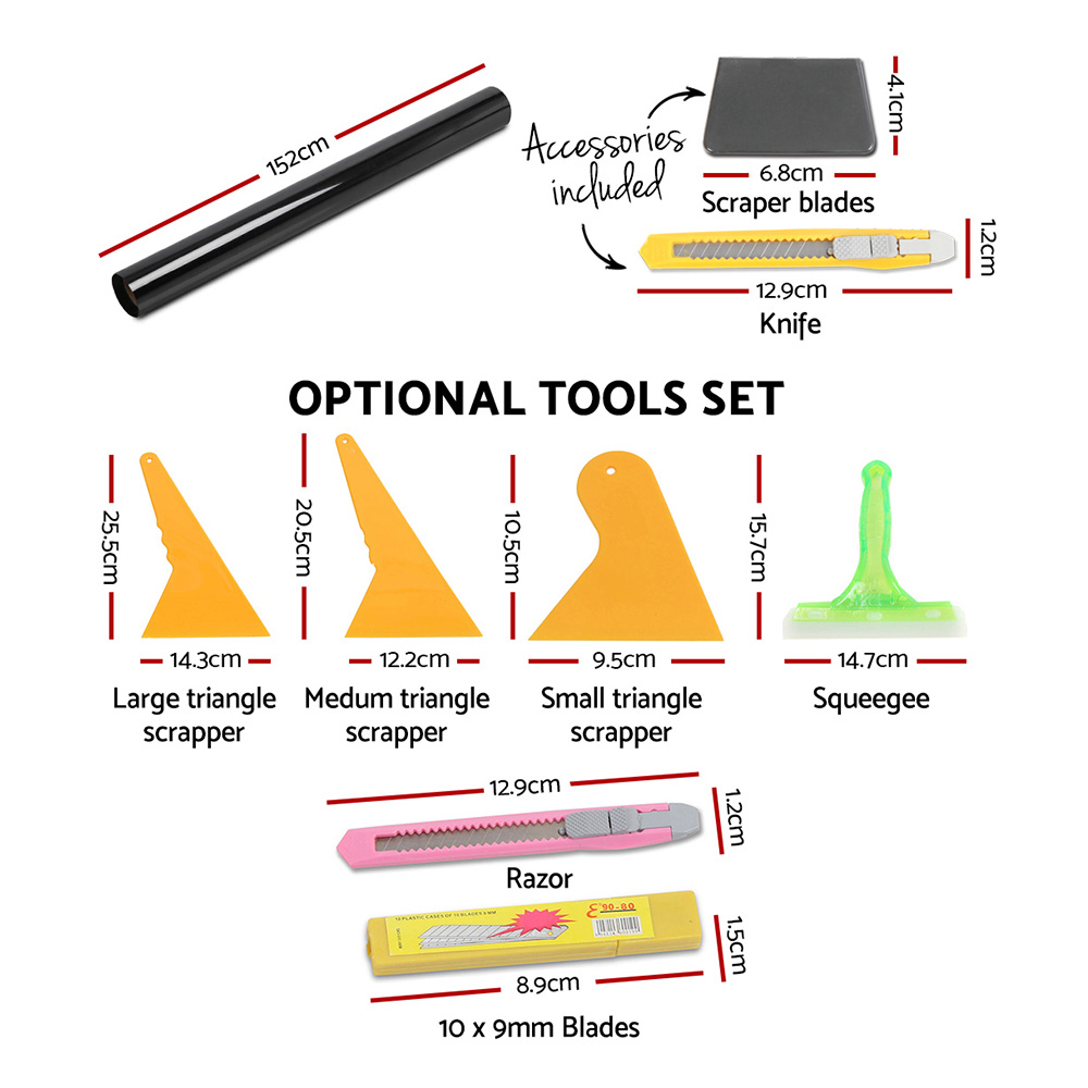 Giantz Window Tint Film Black Roll 15% VLT Home 152cm X 30m Tinting Tools Kit โ image 2