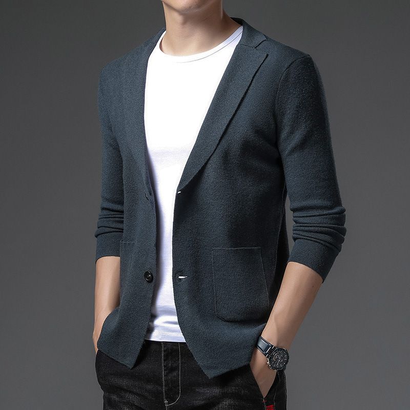 Men Knitted Cardigan Long Sleeve Slim Fit Grey 52/115/175/XL โ image 5