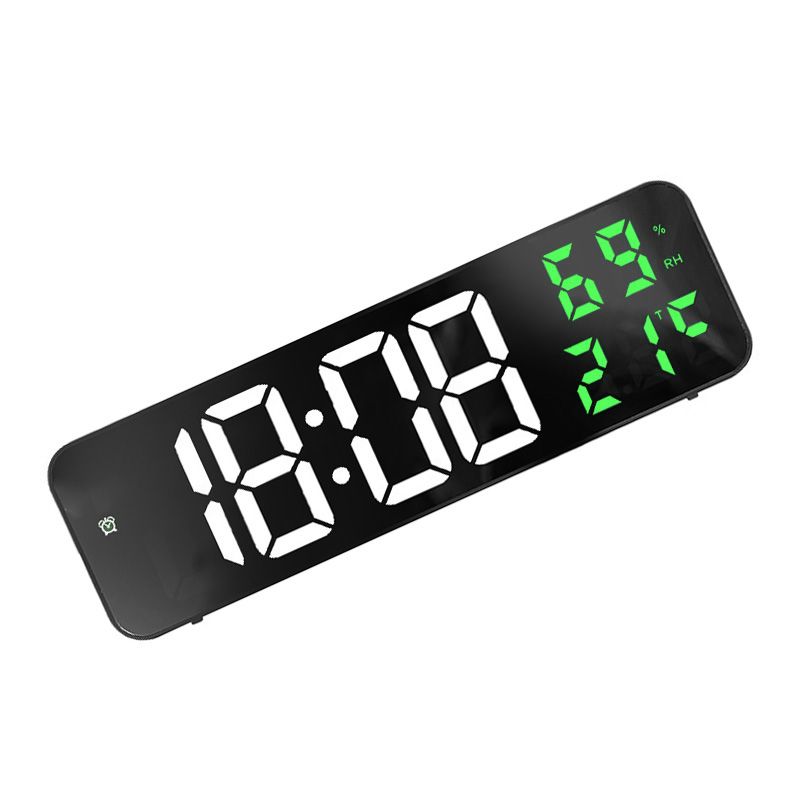Mirror Large Digital LED Clock Home Electronic Alarm Clock Large Screen Plug in Clock Wall Mounted White and Green โ image 4