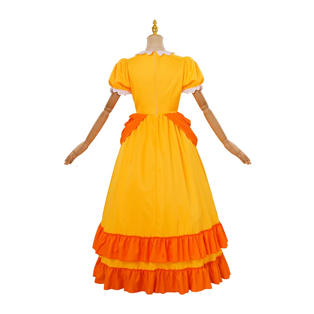 Daisy Cosplay Dress Rosalina Costume Halloween Carnival Cosplay Princess Dress with Crown Birthday Party Stage Wear with Headpiece XS Daisy — image 3
