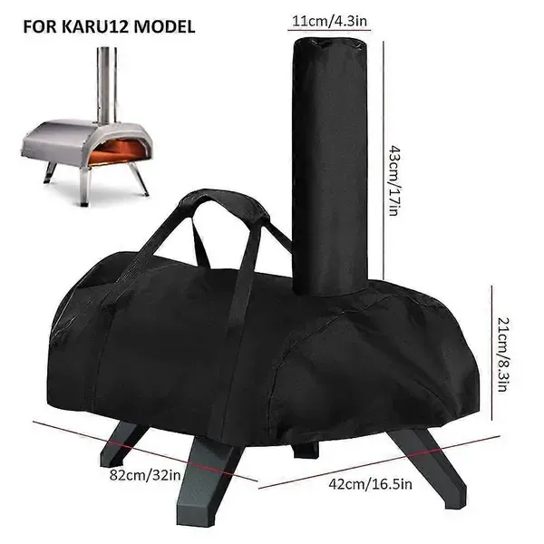 1 Piece 420D Pizza Oven Cover for Karu 12, Waterproof Dustproof UV-Resistant Outdoor Cover with Carry Handle for Patio Storage, Black — image 4