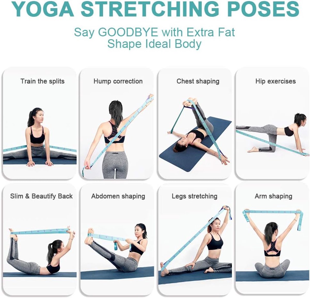 125*4 cm - Yoga resistance band - Yoga stretch band - Yoga exercise band - Stretch band - with 11 rings - Resistance band - for training, pilates, dance and — image 4