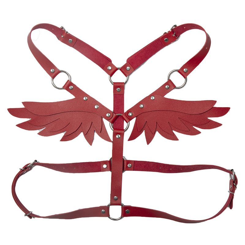 Leather Angel Wings Strap Belt Women Adjustable Grass Green — image 6