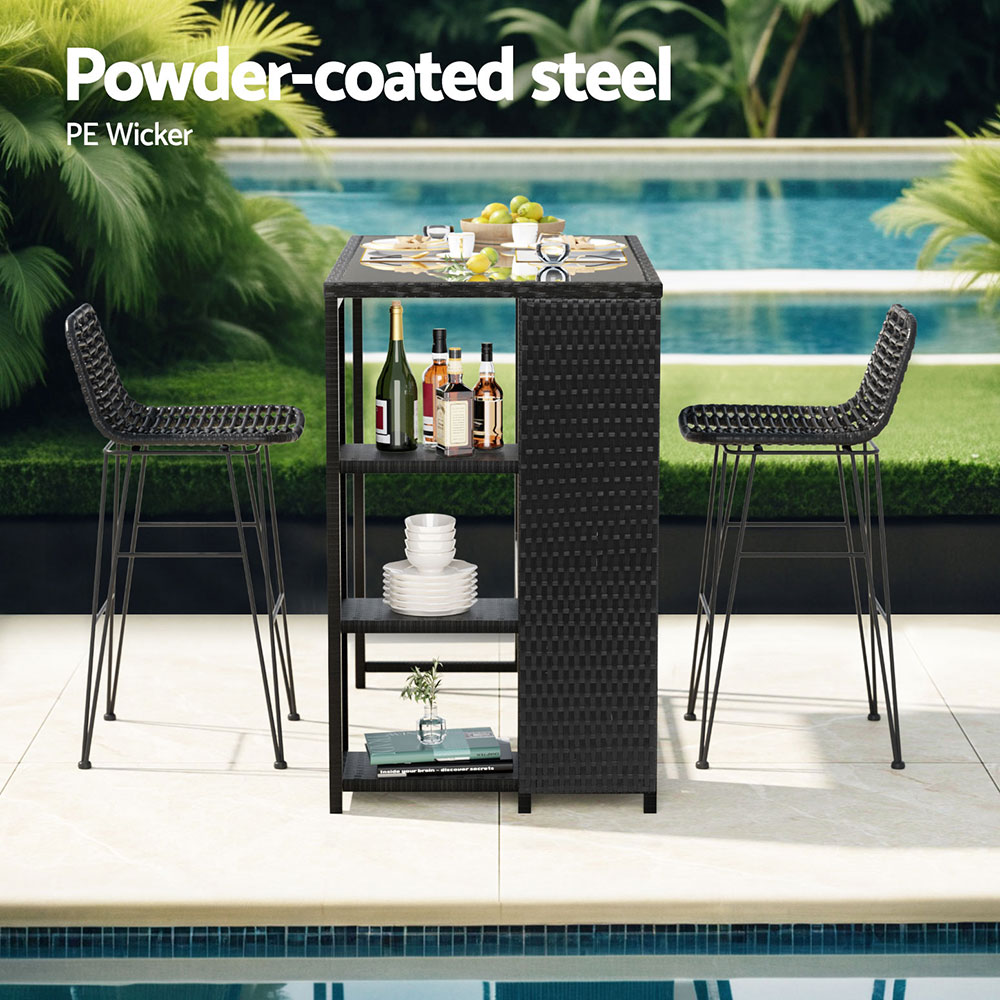 Gardeon Outdoor Bar Set Patio Furniture Dining Chairs Table and Chairs Wicker — image 4