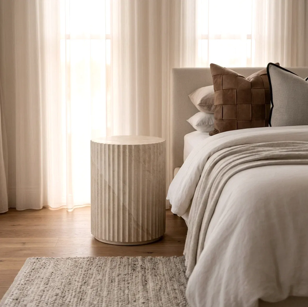 Interior Ave - Vera Fluted Stone Side Table - Matte Natural Stone โ image 3