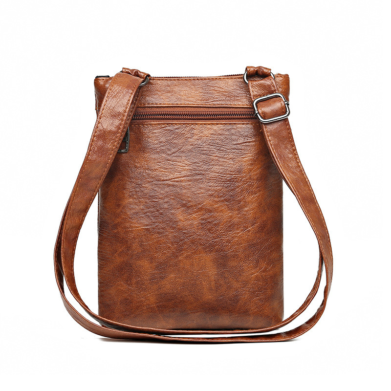 Brown Women's Crossbody Bag Soft PU Leather Shoulder Phone Bag Vintage European Style Small Messenger Purse — image 2