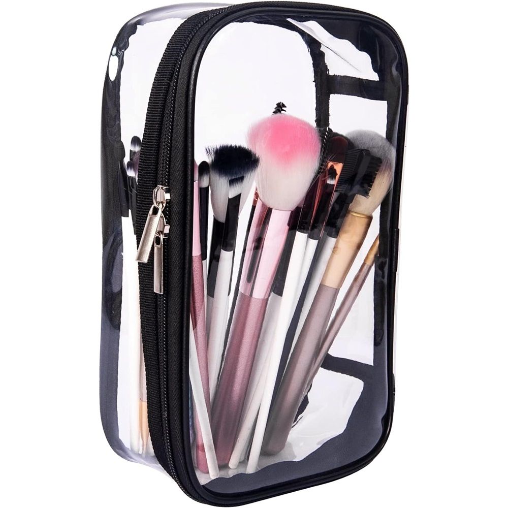 Large Cosmetic Bag for Women / Clear, See-Through Makeup, Hair & Nail Accessories Pouch for Travel or Home / Transparent PVC Plastic Organizer, Spacious — image 4