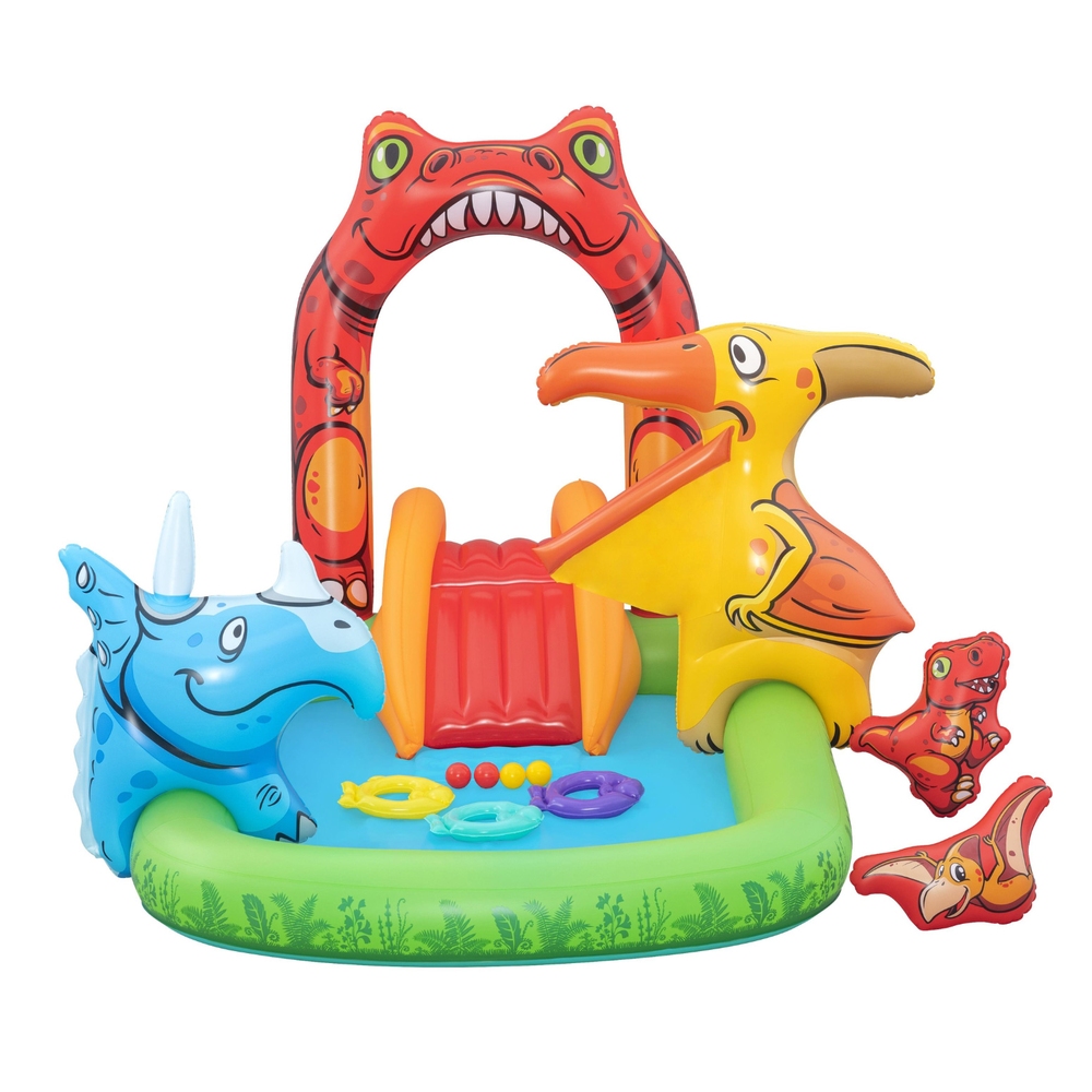 Bestway Kids Inflatable Play Splash Pool with Slide Ball Tossing Toys 242x140cm — image 3
