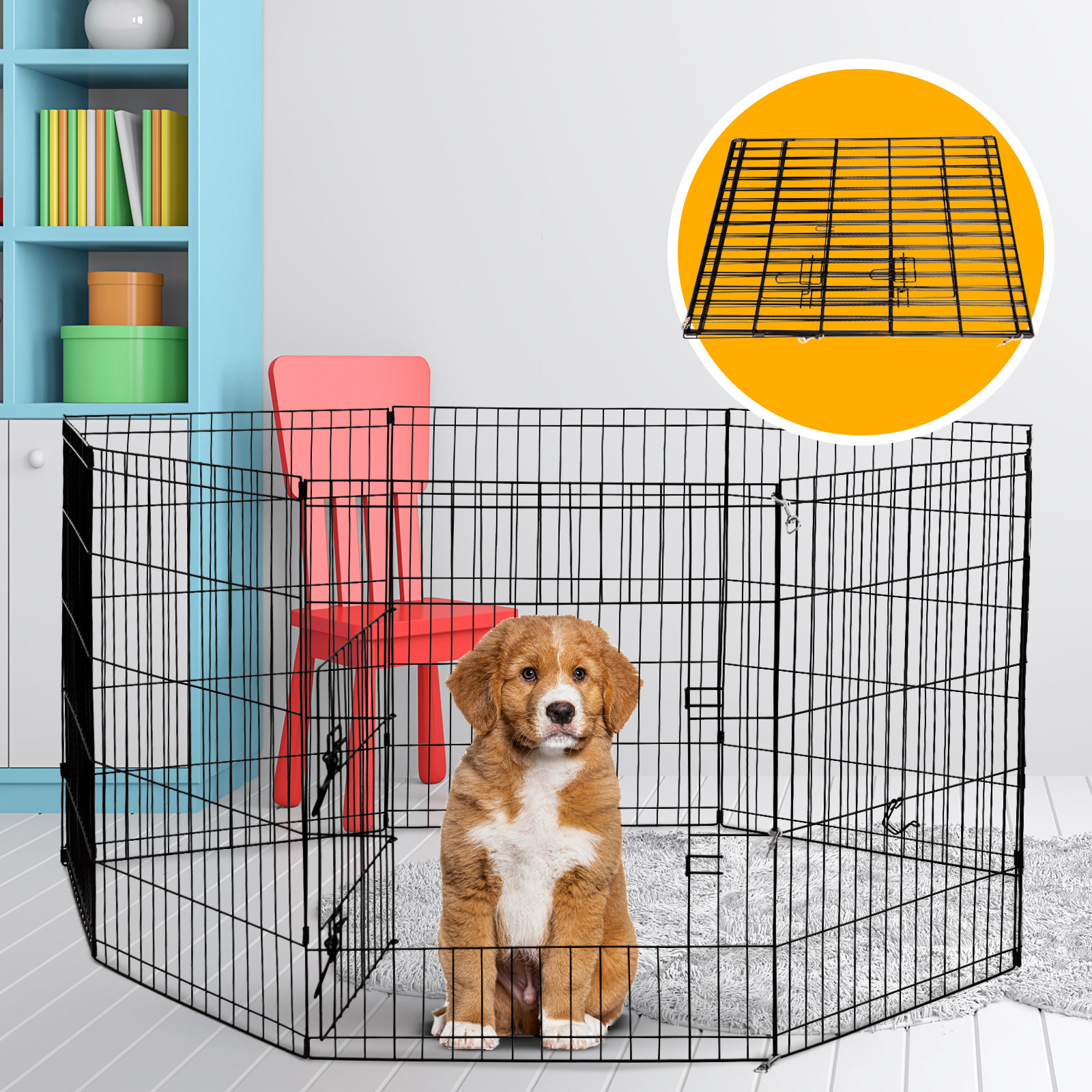 4Paws 8 Panel Playpen Puppy Exercise Fence Cage Enclosure Pets Black All Sizes - 24" - Black โ image 2