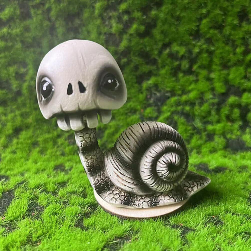 Skull Snail Statue Shaking Head Snail Figurine Halloween Animal Skull Mini Bobbleheads Figures Skeleton Doll Party Car Dashboard โ image 5