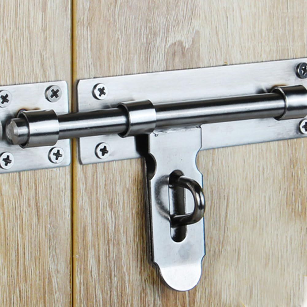 Sliding Door Lock, 8 Inch Latch Door Lock Slide Lock with Padlock Clasp Lockable Sliding Door Bolt Solid Stainless Steel Sliding Tower — image 4