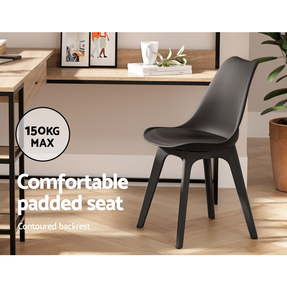 Artiss Dining Chairs Set of 4 Leather Plastic DSW Replica Black — image 4