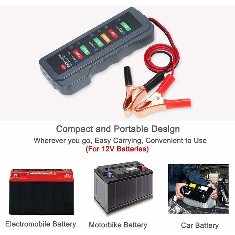 12V Car Battery Alternator Tester LED Digital Battery Condition Alternator Charging Analyzer With Copper Clip LED For — image 2
